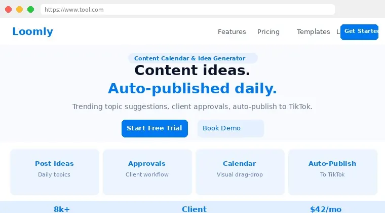 Loomly TikTok content calendar and scheduling dashboard